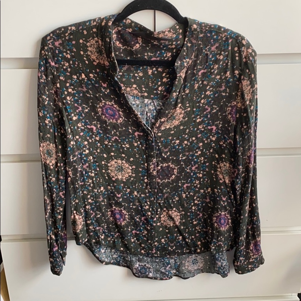 Xs know sisters green printed blouse